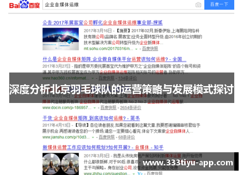 深度分析北京羽毛球队的运营策略与发展模式探讨